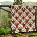 Red Glasses Pug Pattern Print Quilt