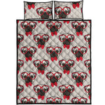 Red Glasses Pug Pattern Print Quilt Bed Set