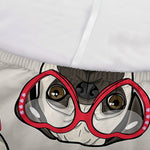 Red Glasses Pug Pattern Print Sofa Cover
