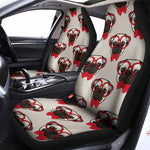 Red Glasses Pug Pattern Print Universal Fit Car Seat Covers
