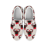 Red Glasses Pug Pattern Print White Slip On Shoes