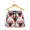 Red Glasses Pug Pattern Print Women's Shorts