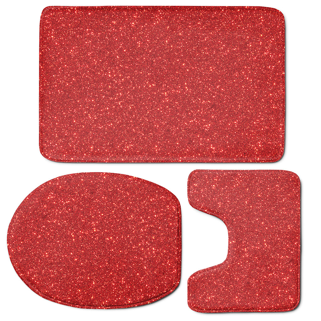 Red Glitter Artwork Print (NOT Real Glitter) 3 Piece Bath Mat Set