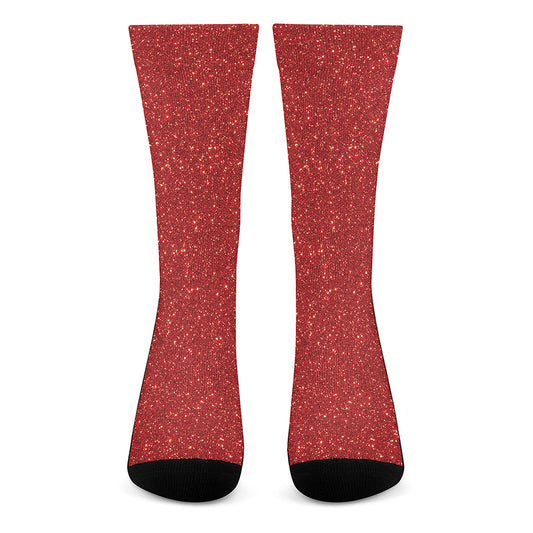 Red Glitter Artwork Print (NOT Real Glitter) Crew Socks
