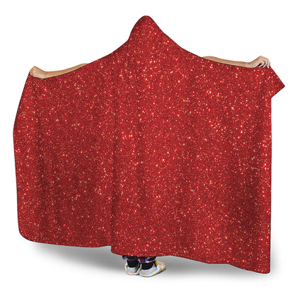 Red Glitter Artwork Print (NOT Real Glitter) Hooded Blanket