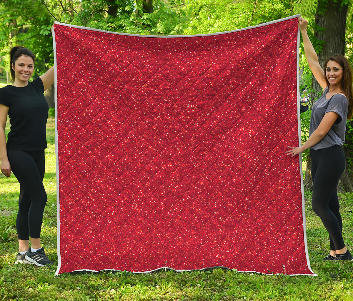 Red Glitter Artwork Print (NOT Real Glitter) Quilt