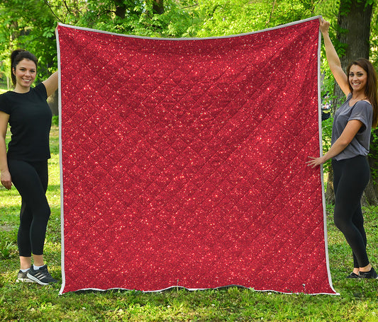 Red Glitter Artwork Print (NOT Real Glitter) Quilt