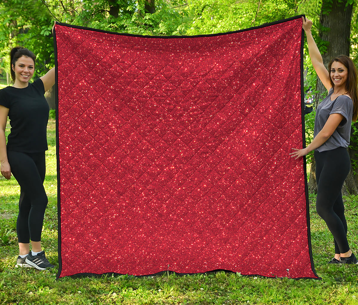 Red Glitter Artwork Print (NOT Real Glitter) Quilt