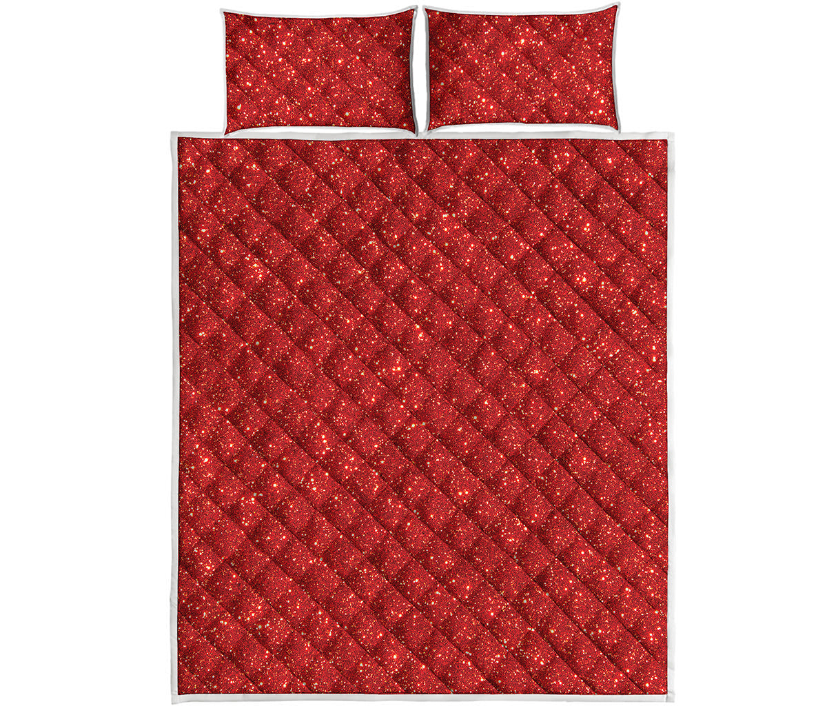 Red Glitter Artwork Print (NOT Real Glitter) Quilt Bed Set