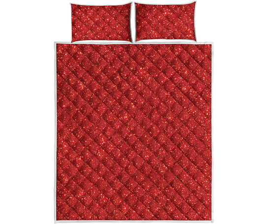 Red Glitter Artwork Print (NOT Real Glitter) Quilt Bed Set