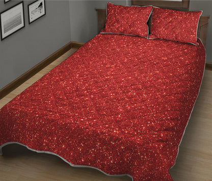 Red Glitter Artwork Print (NOT Real Glitter) Quilt Bed Set