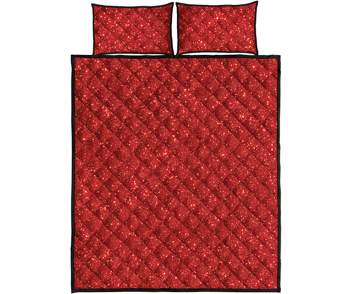 Red Glitter Artwork Print (NOT Real Glitter) Quilt Bed Set