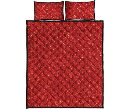 Red Glitter Artwork Print (NOT Real Glitter) Quilt Bed Set