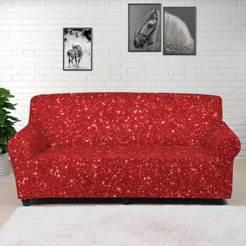 Red Glitter Artwork Print (NOT Real Glitter) Sofa Cover