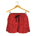 Red (NOT Real) Glitter Print Women's Shorts