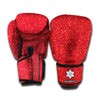 Red Glitter Texture Print Boxing Gloves