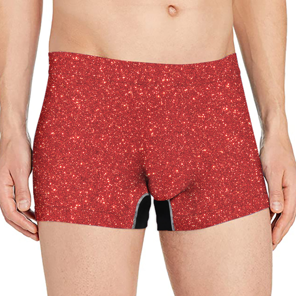 Red Glitter Texture Print Men's Boxer Briefs