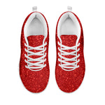 Red Glitter Texture Print White Sneakers