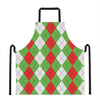 Red Green And White Argyle Pattern Print Apron