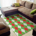 Red Green And White Argyle Pattern Print Floor Mat