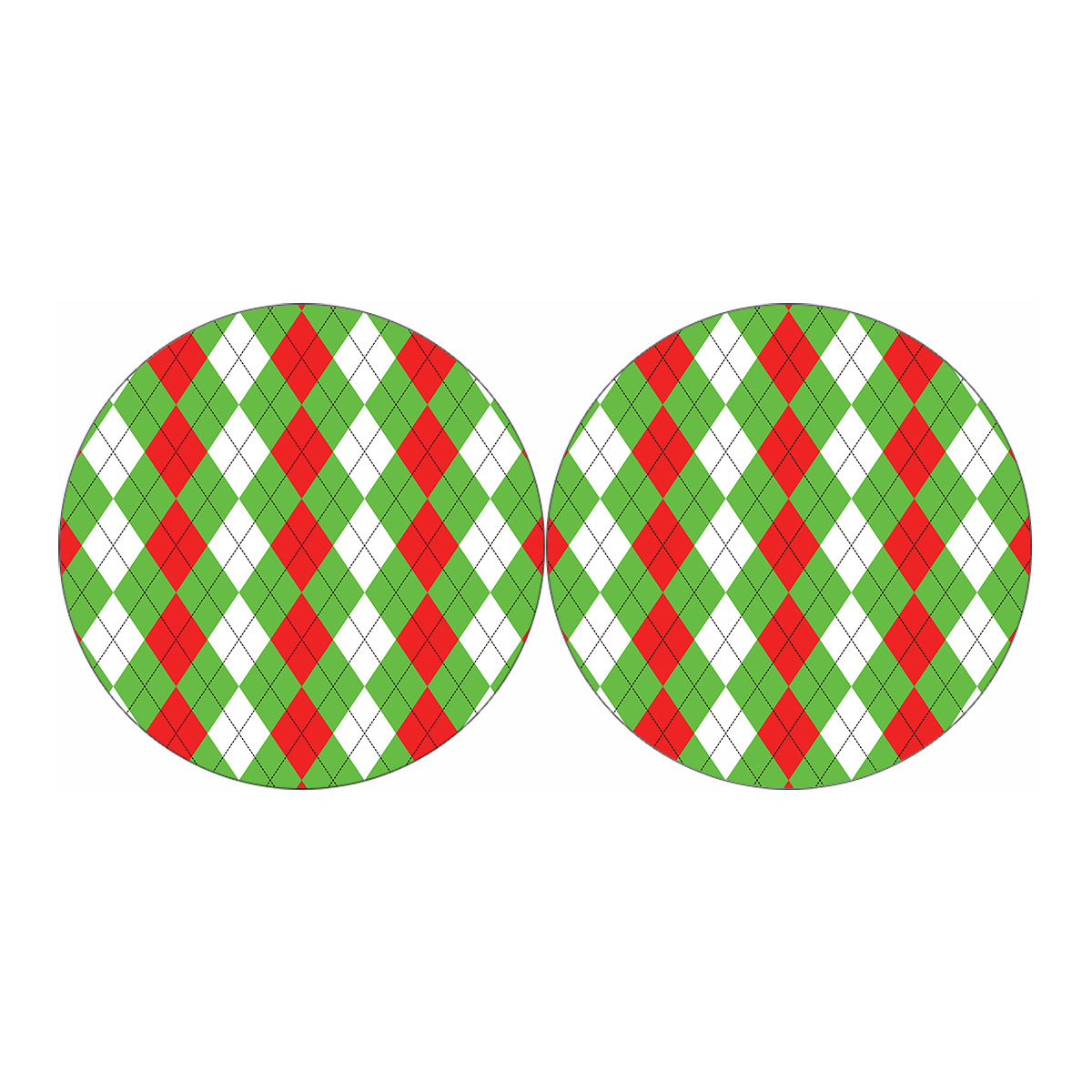 Red Green And White Argyle Pattern Print Car Coasters
