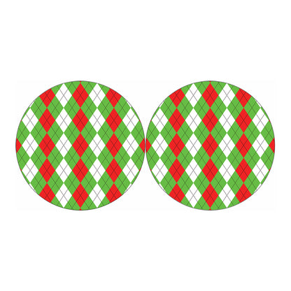 Red Green And White Argyle Pattern Print Car Coasters