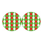 Red Green And White Argyle Pattern Print Car Coasters
