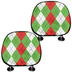 Red Green And White Argyle Pattern Print Car Headrest Covers