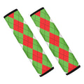 Red Green And White Argyle Pattern Print Car Seat Belt Covers