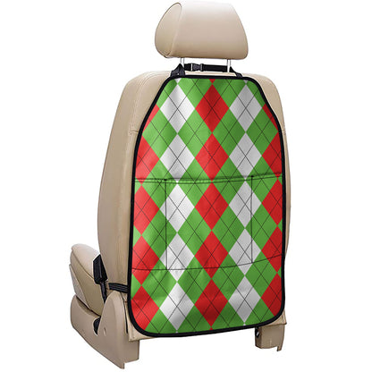 Red Green And White Argyle Pattern Print Car Seat Organizers