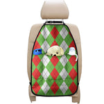 Red Green And White Argyle Pattern Print Car Seat Organizers