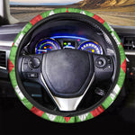 Red Green And White Argyle Pattern Print Car Steering Wheel Cover