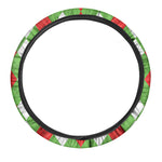 Red Green And White Argyle Pattern Print Car Steering Wheel Cover