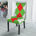 Red Green And White Argyle Pattern Print Dining Chair Slipcover