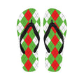 Red Green And White Argyle Pattern Print Flip Flops
