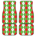 Red Green And White Argyle Pattern Print Front and Back Car Floor Mats