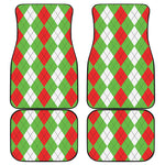 Red Green And White Argyle Pattern Print Front and Back Car Floor Mats