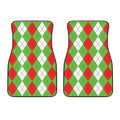 Red Green And White Argyle Pattern Print Front Car Floor Mats