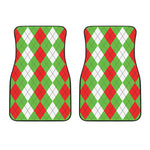 Red Green And White Argyle Pattern Print Front Car Floor Mats