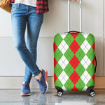 Red Green And White Argyle Pattern Print Luggage Cover