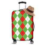Red Green And White Argyle Pattern Print Luggage Cover