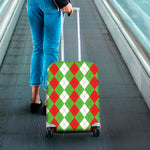 Red Green And White Argyle Pattern Print Luggage Cover