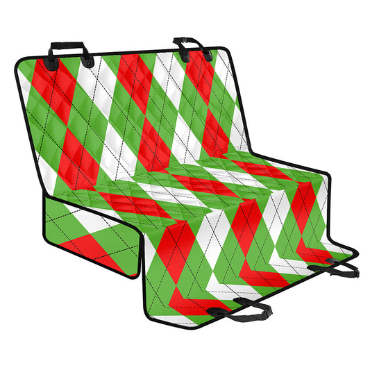 Red Green And White Argyle Pattern Print Pet Car Back Seat Cover