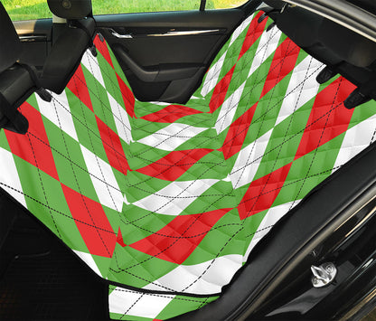 Red Green And White Argyle Pattern Print Pet Car Back Seat Cover