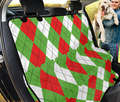 Red Green And White Argyle Pattern Print Pet Car Back Seat Cover