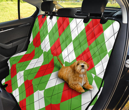 Red Green And White Argyle Pattern Print Pet Car Back Seat Cover