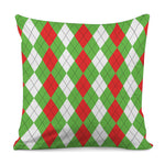 Red Green And White Argyle Pattern Print Pillow Cover