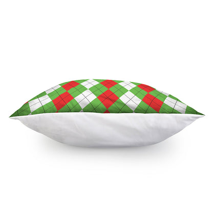 Red Green And White Argyle Pattern Print Pillow Cover