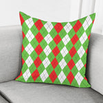 Red Green And White Argyle Pattern Print Pillow Cover