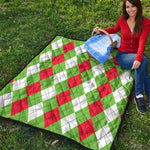 Red Green And White Argyle Pattern Print Quilt